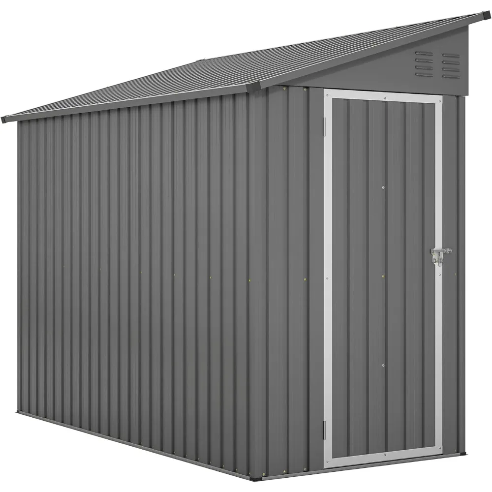 

Shed Lean to Storage Shed, Outdoor 4' x 8' Metal Wall Side Storage Sheds & Outdoor Storage, Garden Storage Cabinet for Backayrd,