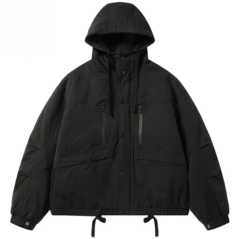 

Зимние куртки мужские утепленные парки пальто повседневные свободные черные стеганые куртки-карго негабаритные куртки в стиле Харадзюку верхняя одежда