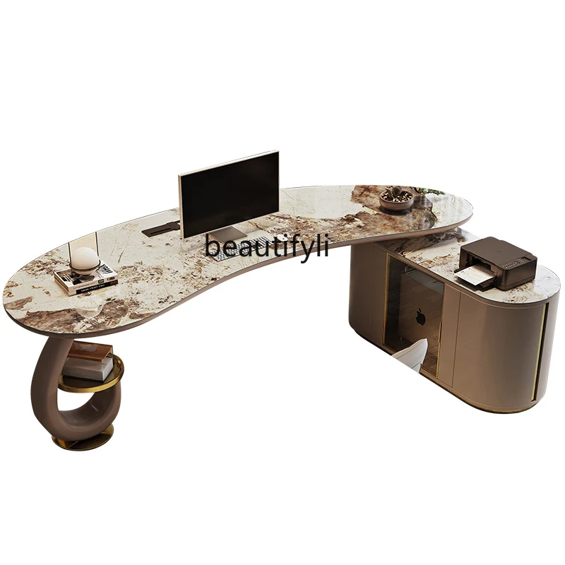 

Desk light luxury rock slab desk simple modern study computer desk designer writing