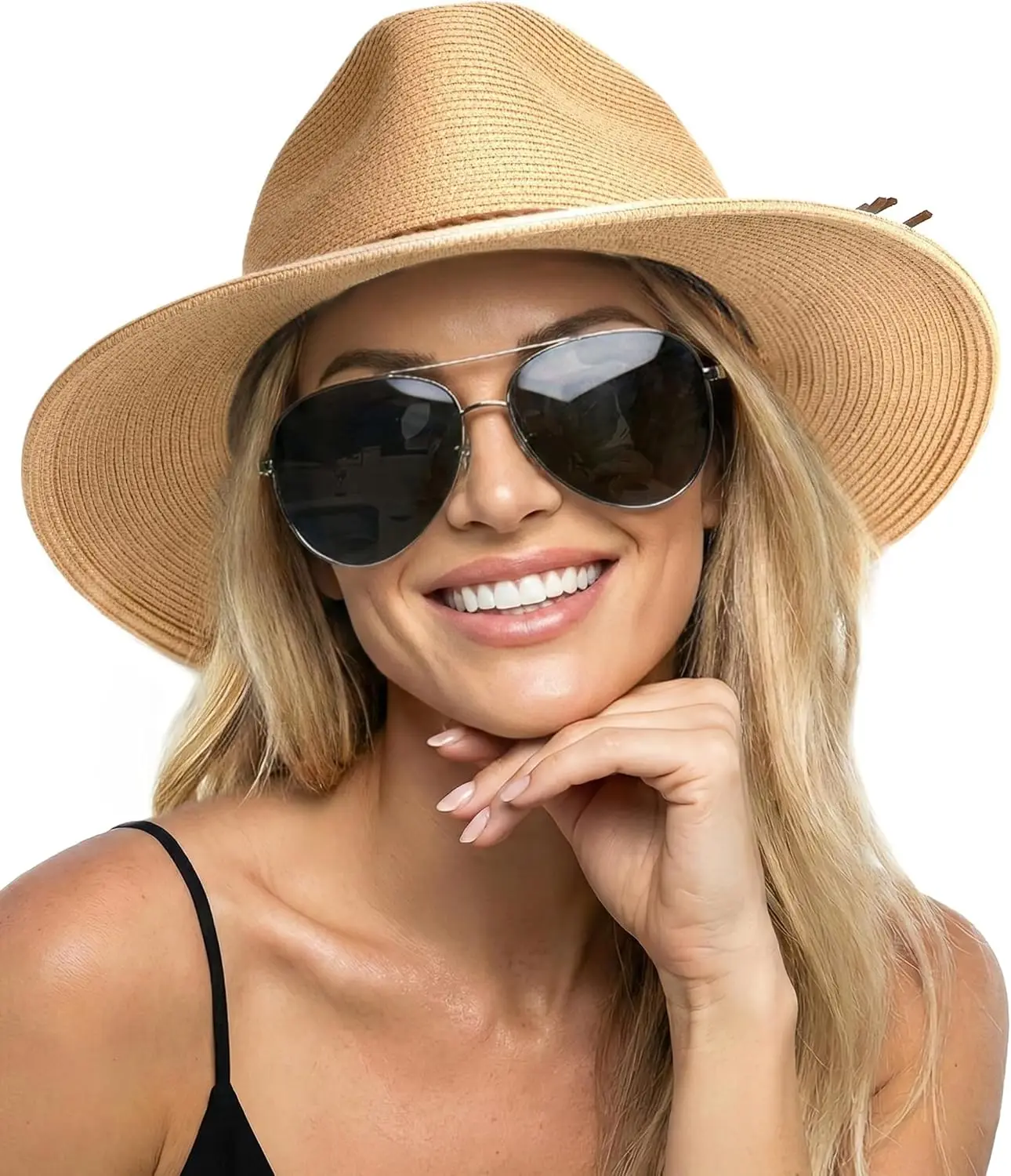 

Women's Wide Brim Sun Hat UPF 80+ Foldable Panama Straw Beach Hat Summer