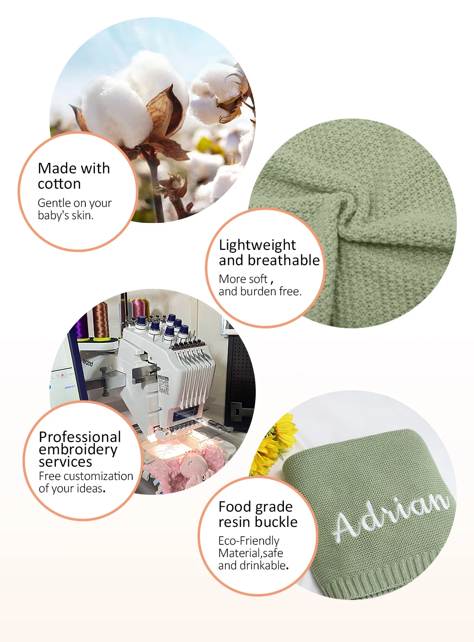 100% Baumwoll-Strickdecke für Babys, personalisierbar mit Namen, weiche, atmungsaktive Puckdecke für Säuglinge, individuelle Neugeborenen-Wickeldecke, Geschenk – Detail 8