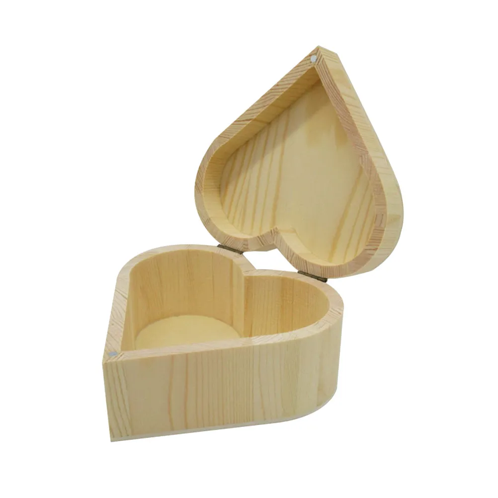 

Heart Shaped Wooden Jewelry Gift Box Flip Design Dustproof Scratch Resistant Holder For Bracelet Bangle Earrings Packaging Case