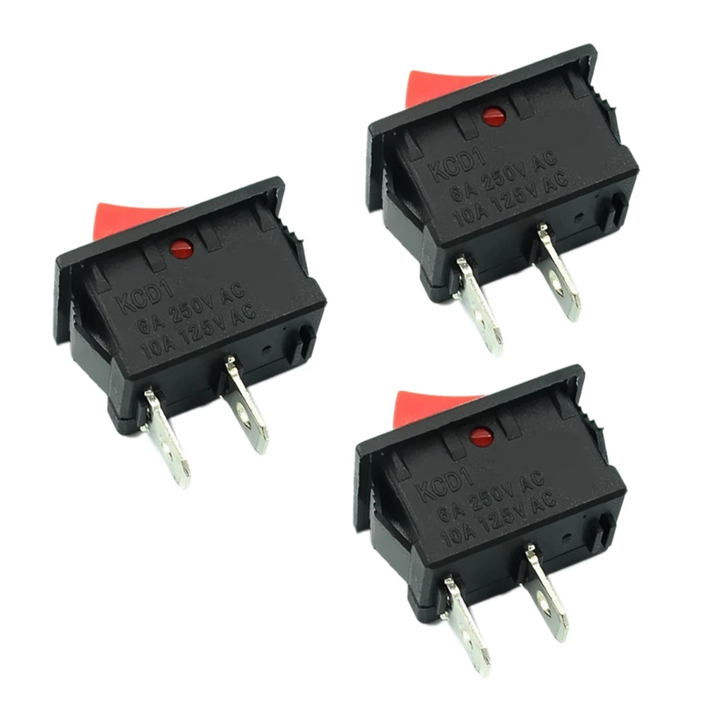 10PCS On-Off KCD11 2Pin 2P Black Red Boat Car Rocker Switch 3A 250V 6A 125V AC Button KCD1-11 10X15 10X15 KCD117