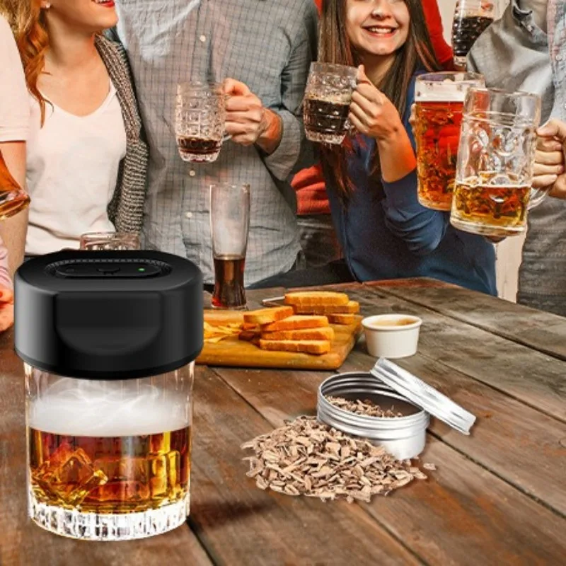 Electric Smoker Kit with Torch Professional Various Fragrant Woods Mixing Cocktails Portable Rechargeable Barware Gift Ideas