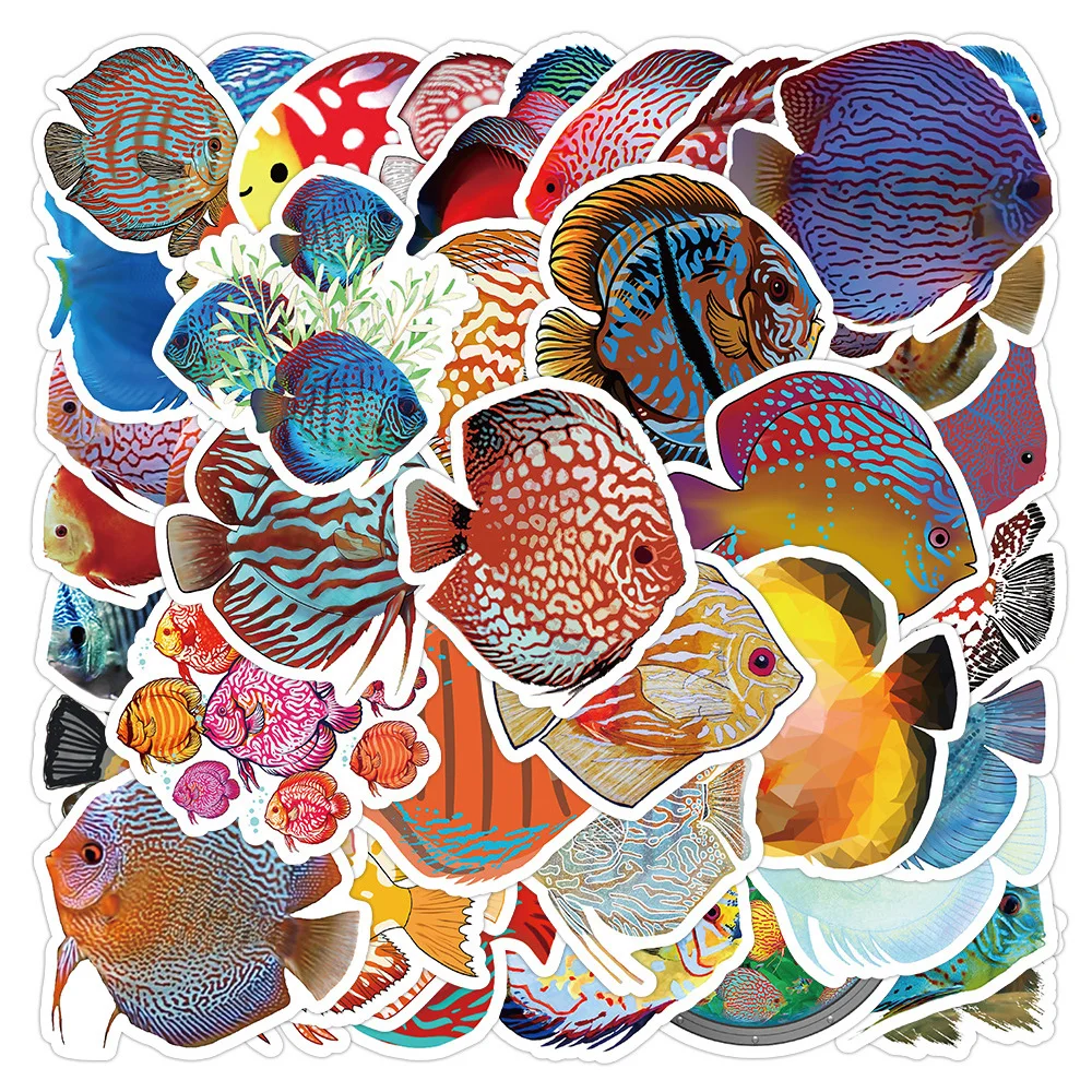 10/30/50pcs Colorful Sea Fishes Graffiti Stickers Ocean World Marine Fish Cartoon Decals Waterproof DIY Scrapbook Stationery