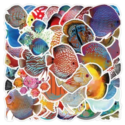 Pegatinas de grafiti de peces marinos de colores, calcomanías de dibujos animados de peces marinos del mundo del océano, impermeables, papelería para álbum de recortes DIY, 10/30/50 piezas