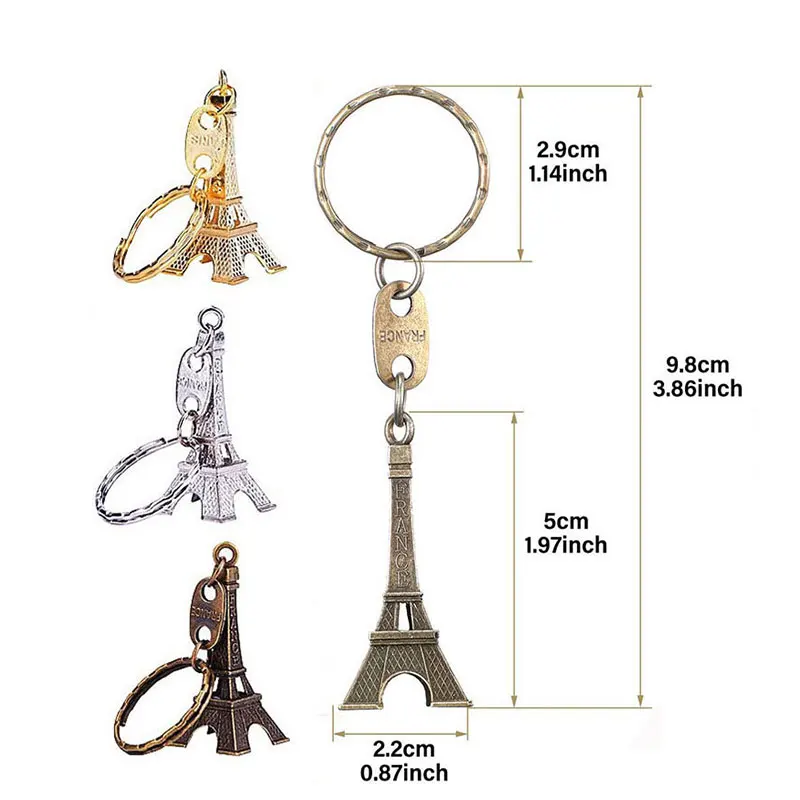 90Pcs Cute Adorable 3D Eiffel Tower Key Chain, French Souvenir Paris Keychain