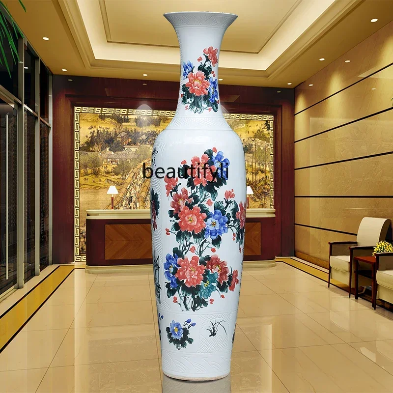 Jingdezhen Ceramic Vase Welcome Pine Living Room Floor Large Vase Decoration Large Ornaments  home decorations