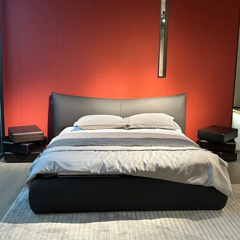 

Vintage Modern House Double Bed Luxury Elegant Leather Black Loft Bed Italian Villa Cama Box Pedicure Muebles Backyard Furniture