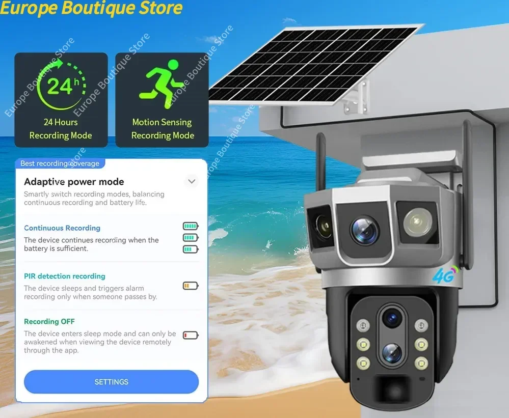 3 عدسة 10X التكبير تعمل بالطاقة الشمسية كاميرا تلفزيونات الدوائر المغلقة Vigilancia Wifi في الهواء الطلق حماية أمن الوطن الذكي كاميرات مراقبة الفيديو IP