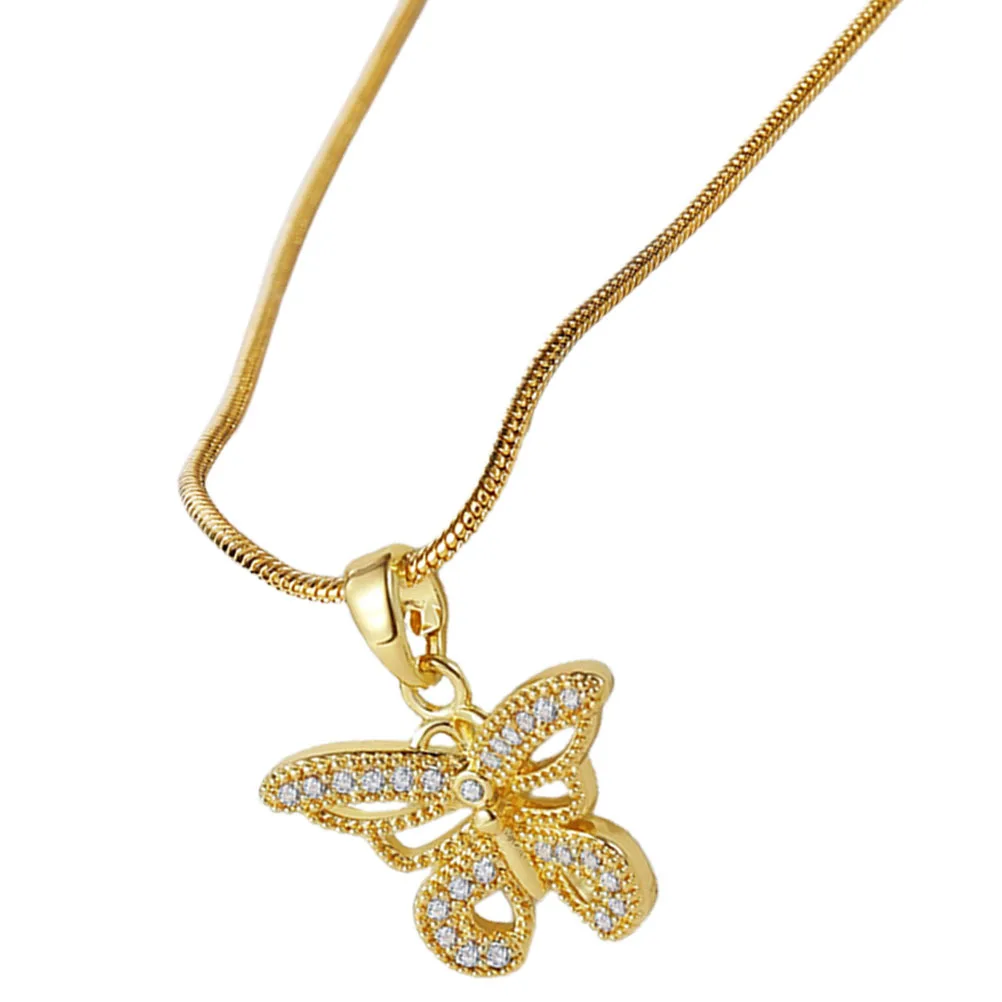 

Delicate Zircon Butterfly Necklace Stylish Metal Hanging Charm Pendant for Women Party Daily Wear Gifts Women Necklace