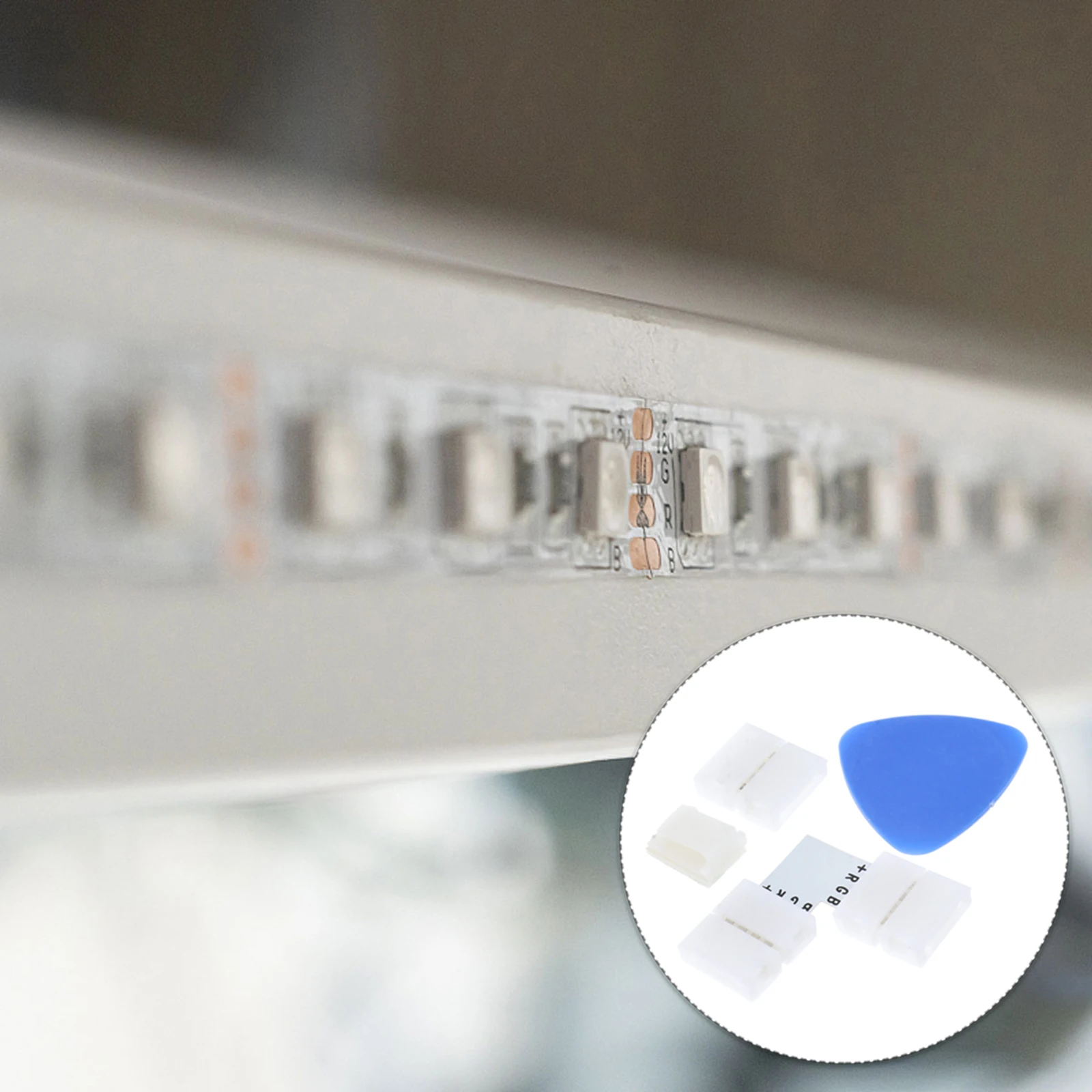 RGB LED Light Strip Connectors Solder Free Buckles L Shaped Corner Adapters Self Adhesive Clips Triangle Picks Safe Durable LED