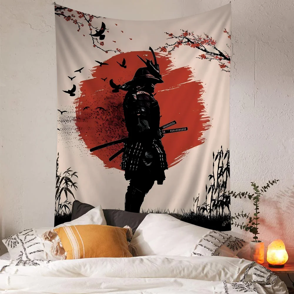 Japan Retro Samurai Printed Large Wall Tapestry Wall Hanging Decoration Household Decor Blanket