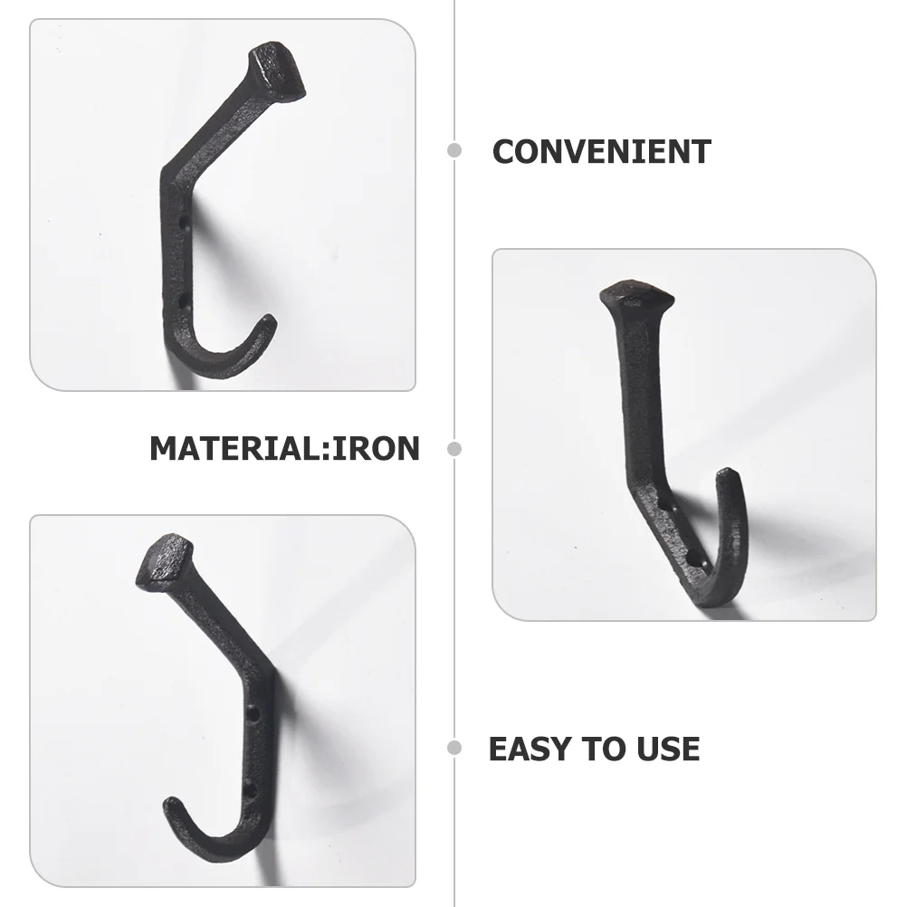 4 Pcs Cast Iron Bent Nail Hook Decorative Wall Hooks for Hanging Storage Coat Vintage Mounted Unique