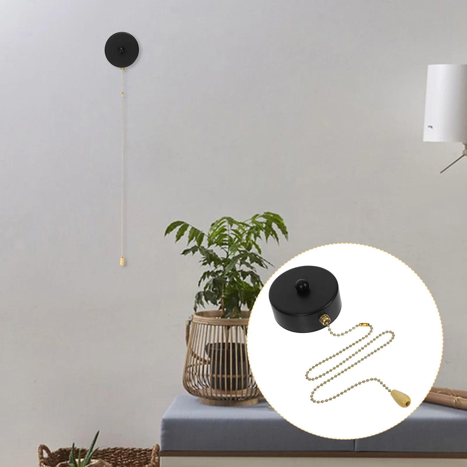 

Wall Mount Fan Switch Pull Cord Minimalist Design Easy Control for Ceiling Fan Lights Exhaust Fans Bedside Light Switch Safety