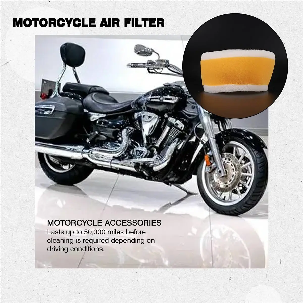 #36I Motorcycle Air cleaning,Motorcycle Air Filter Foam Cleaner for Yamaha XV 125 XV250 Virgo 250 (Yellow & white)