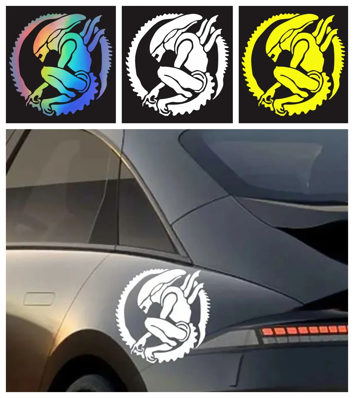 

New Personality Alien Car Sticker Car Window Creative Classic Beautiful Decal Waterproof Sunscreen Painting Bumper PVC Wholesale