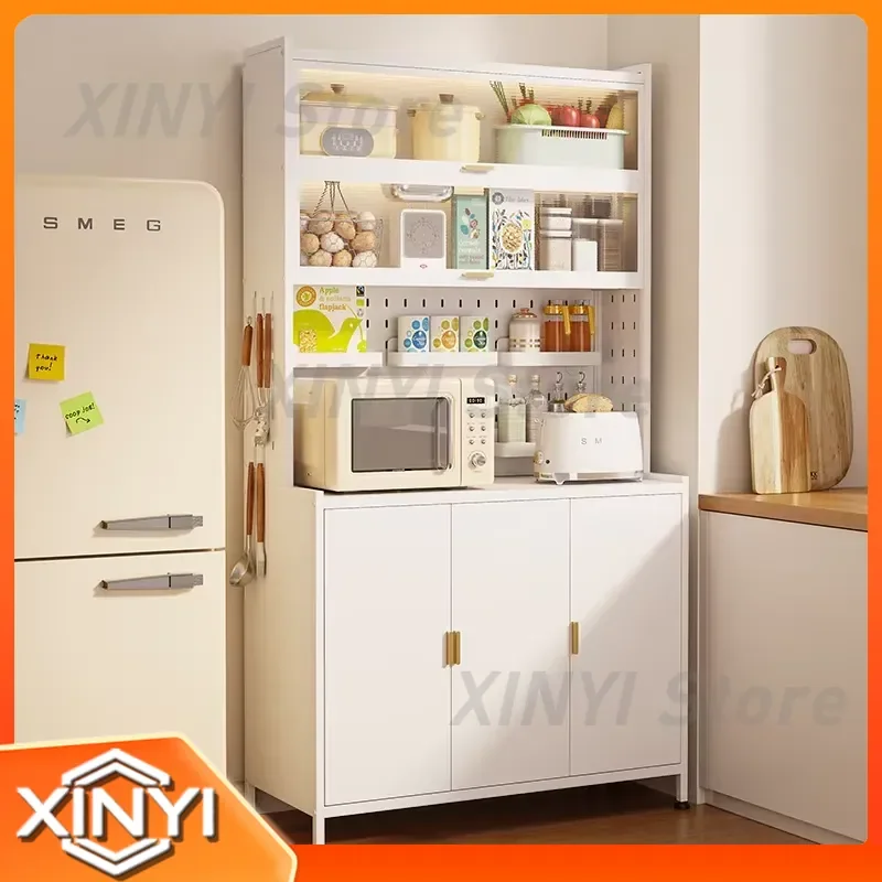 Steel Kitchen Sideboard for Floor to Ceiling Multi Layer Cabinet for Microwave Shelf for Double Door Storage Cupboard for