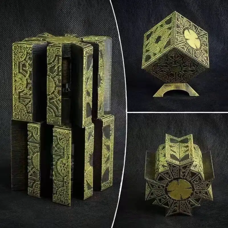 Caja de rompecabezas de Hellraiser, figuras de Terror móviles, Serie de películas, cubo Hellraiser, juguete de estatuilla de utilería de cabeza de