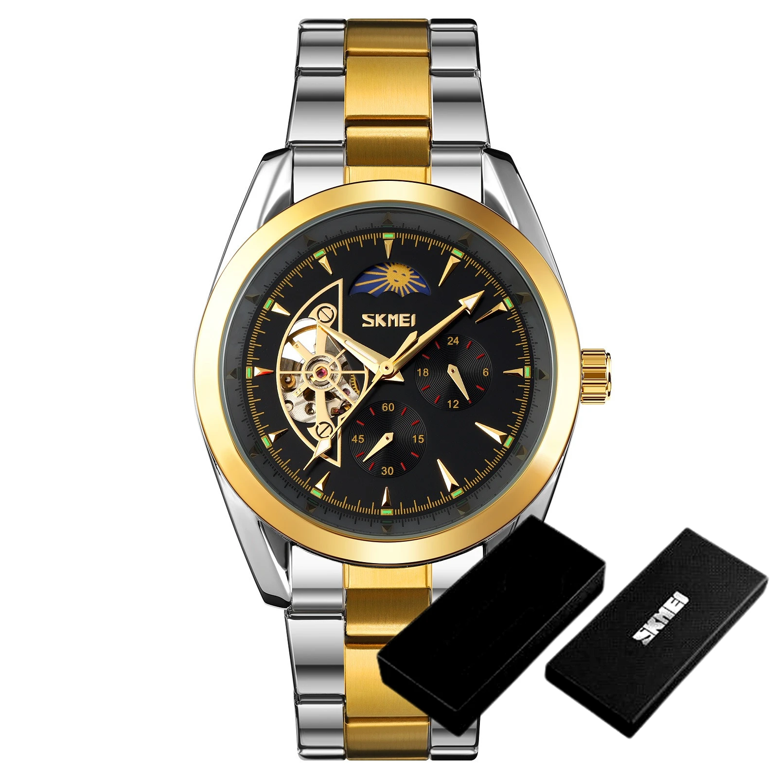 Men's Tourbillon Automatic Mechanical Watch, Moon Phase