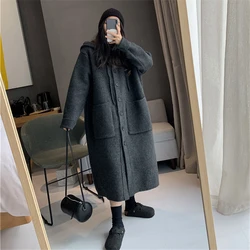 Autumn Winter Plus Size Pregnant Woman Coats Long Loose Buttons Fly Maternity Knitted Cardigans Pregnancy Knitting Jackets Warm