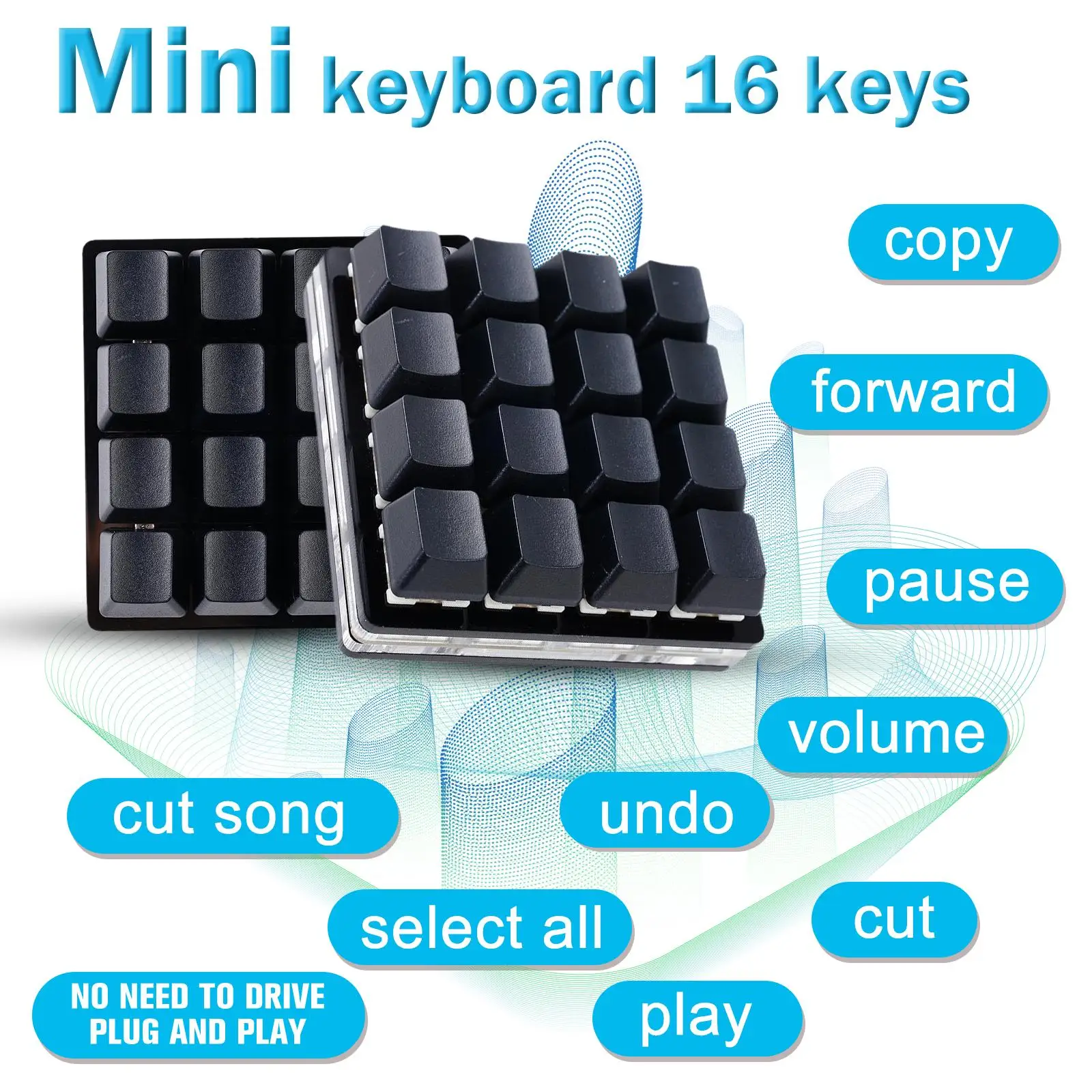 16-key LED Mechanical Keyboard Custom Shortcut Keys Programmable Hardware Macros Auto-click Support Windows MacOS Raspberry Pi