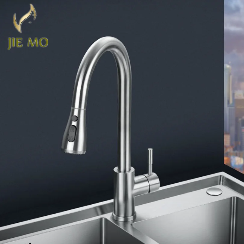 

Stainless steel pull faucet Kitchen faucet double water hot and cold wash basin sink faucet