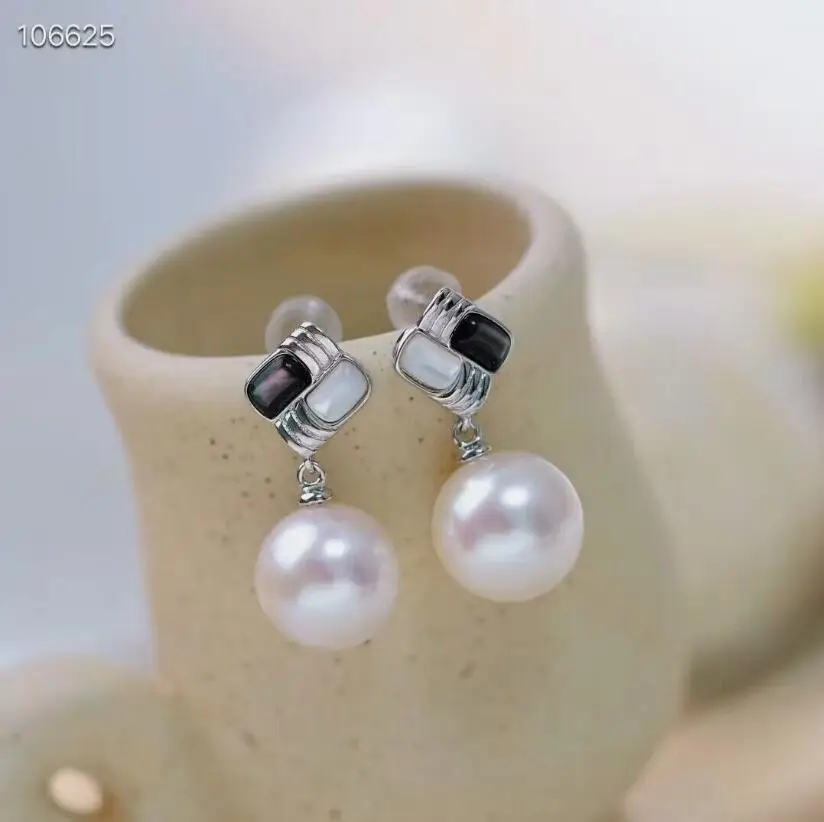 

Очаровательная пара круглых висячих сережек с белым жемчугом Южного моря 9-10 мм 925s