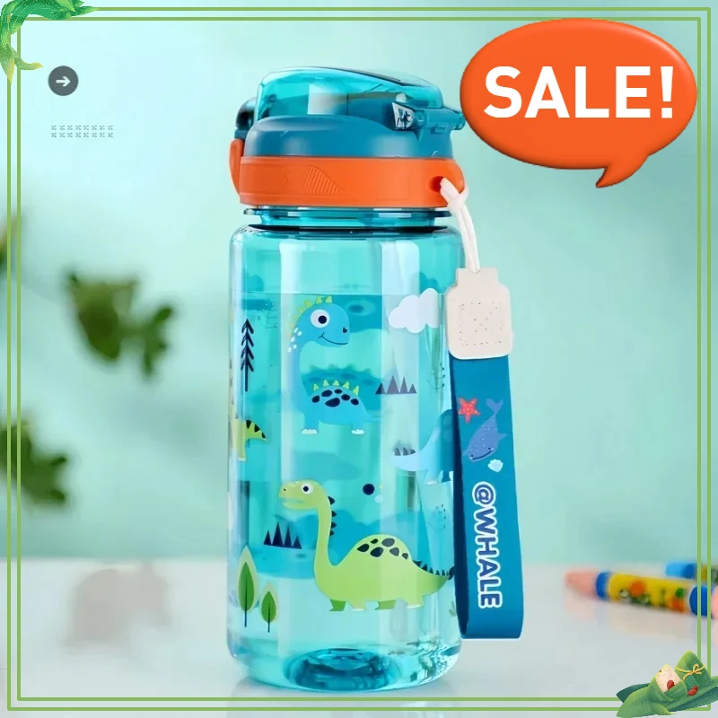 

！@！600ml Dinosaur Kids Water Bottle with Silicone Straw Leakproof Plastic Sippy Cup Summer Outdoor BPA-Free Durable Water Cup254