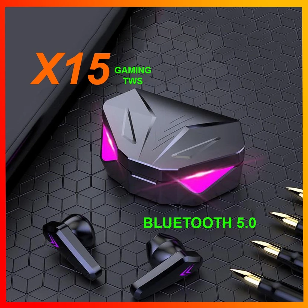 NEW X15 TWS Earphones Bluetooth Wireless Gamer Headphones 65ms Low Latency Earbuds fone Gamer Headset Gamer With Mic Handfree