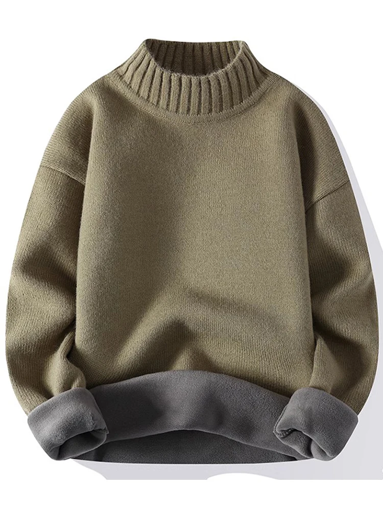 

Утепленный вязаный свитер с высоким воротником для мужчин, осенне-зимняя базовая кофта, термобелье для старшеклассников