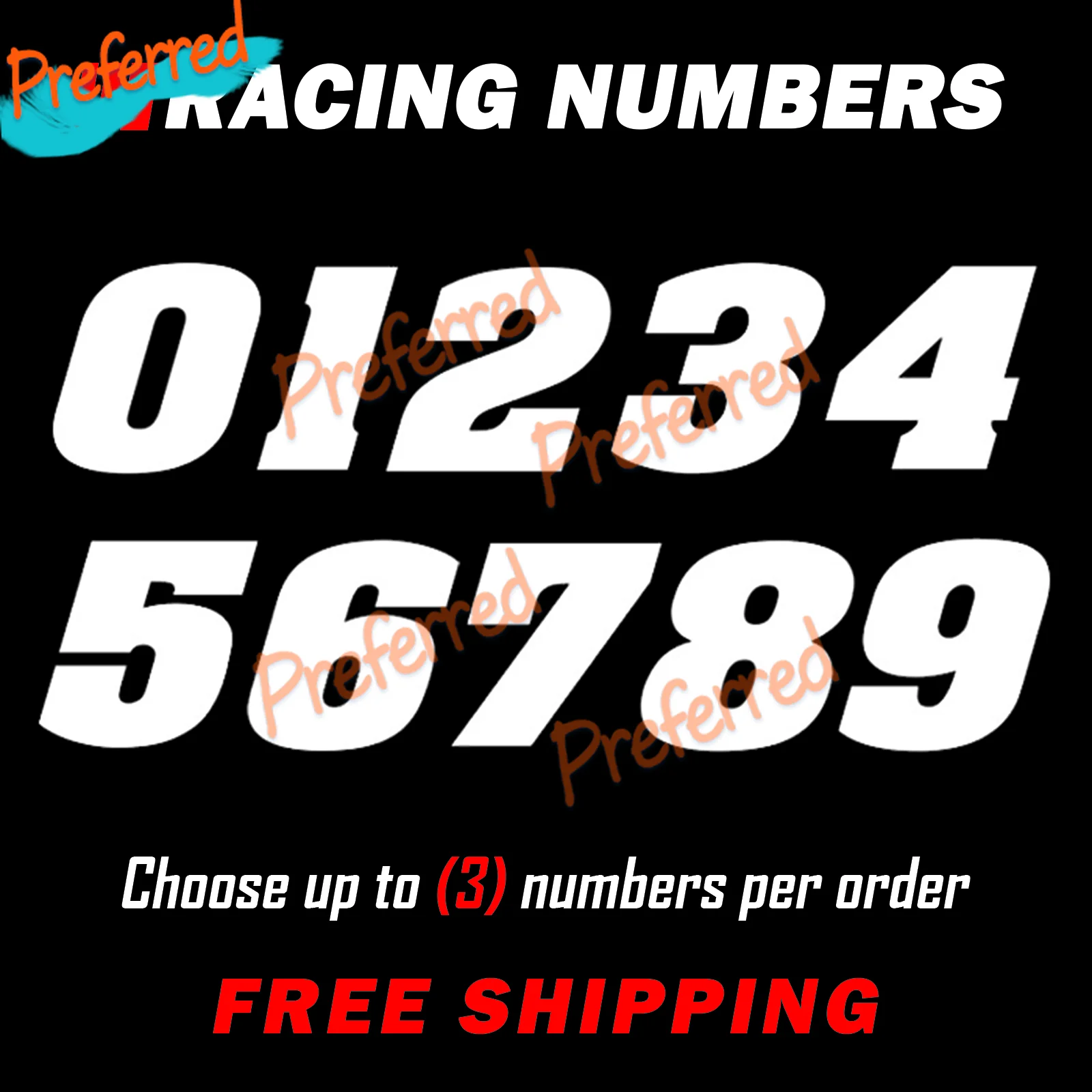 Racing Numbers Vinyl Decal Sticker Dirt Motocross Racing Plate Number BMX Competition
