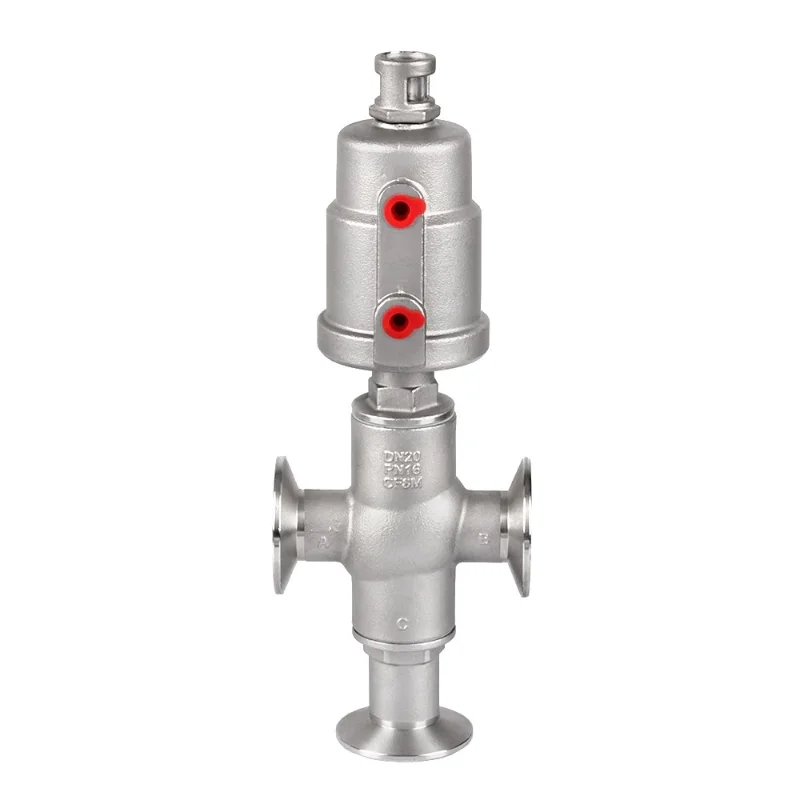 Pneumatic 3-way Angle Seat Piston Stop Shut-off Valve Stainless Steel 304 Quick Installation Of High Temperature Resistant DN15