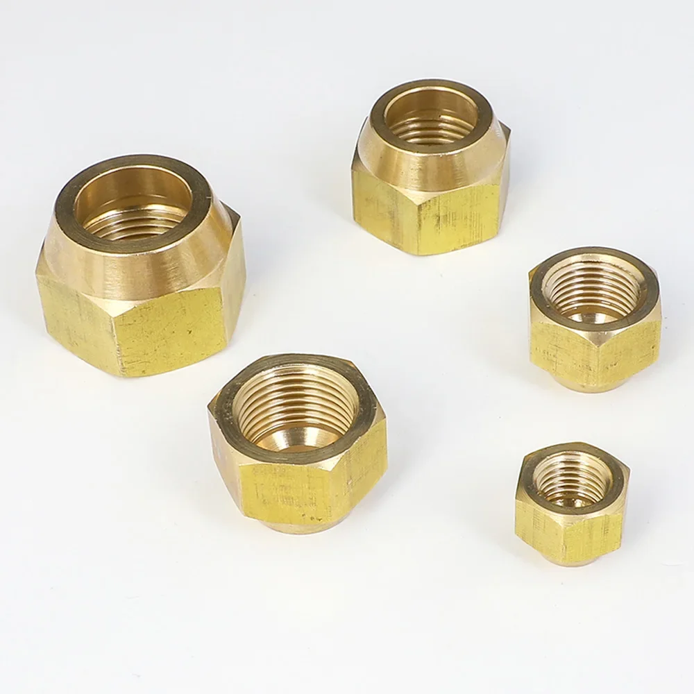 Brass Nut For 45 Deg SAE-Standard 1/4" 3/8" 1/2" 3/4" Flare Plumbing Fitting Adapeter Air conditioner