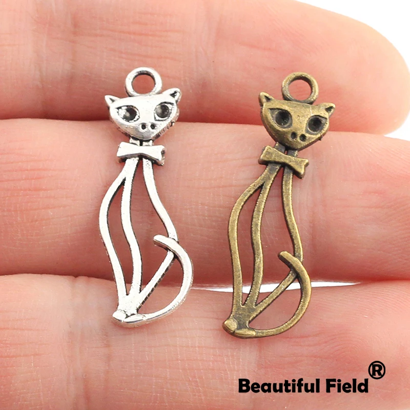 17pcs 34*10mm Antique Bronze Bronze Plated Charms Classic Pendants Bracelet Necklace Accessories Lovely Fashion Cat Fox A1