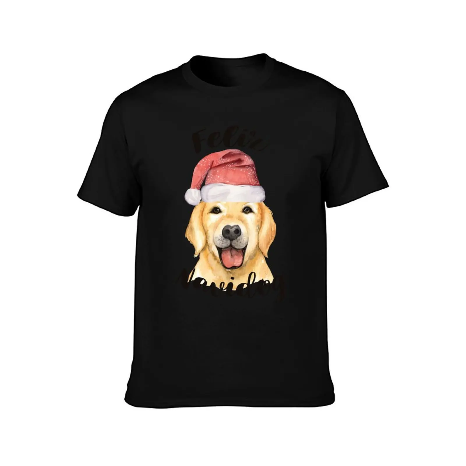 Feliz Navidog Golden Retriever Christmas T-Shirt Festival Casual Short Sleeve