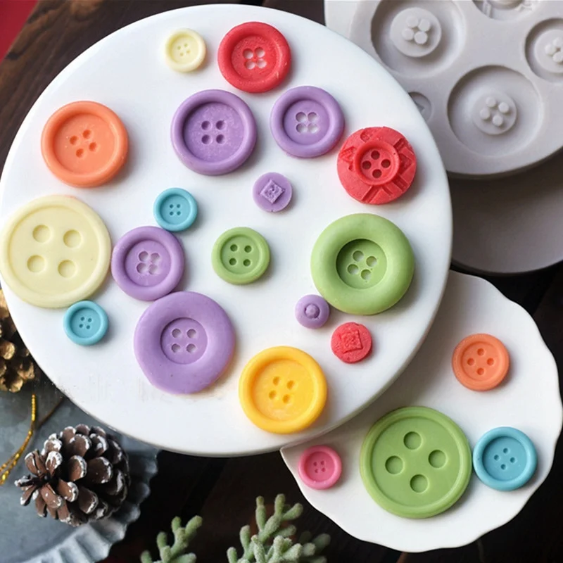 

Button Silicone Mold Kitchen DIY Cake Baking Tool Fudge Biscuit Chocolate Decoration Clay Plaster Button Shape Silicone Mold