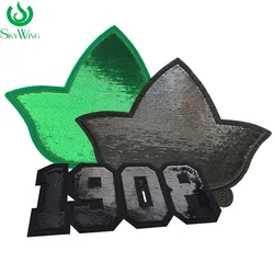 Black and Green AKA Sorority Sequin Ivy Leaf Soror Alpha Kappa Alpha Applique Iron on Patches for Jacket