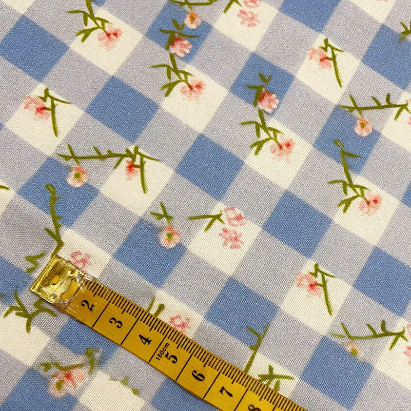 Plaid Strawberry Floral Rose Cotton Fabric for Sewing Clothes DIY Handmade by Half Meter