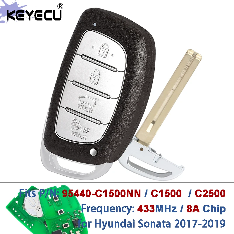 

Умный смарт-ключ-брелок KEYECU 434 МГц с чипом 8A CQOFD00120 95440-C1500NN 95440-C1500 95440-C2500 для Hyundai Sonata 2017-2019