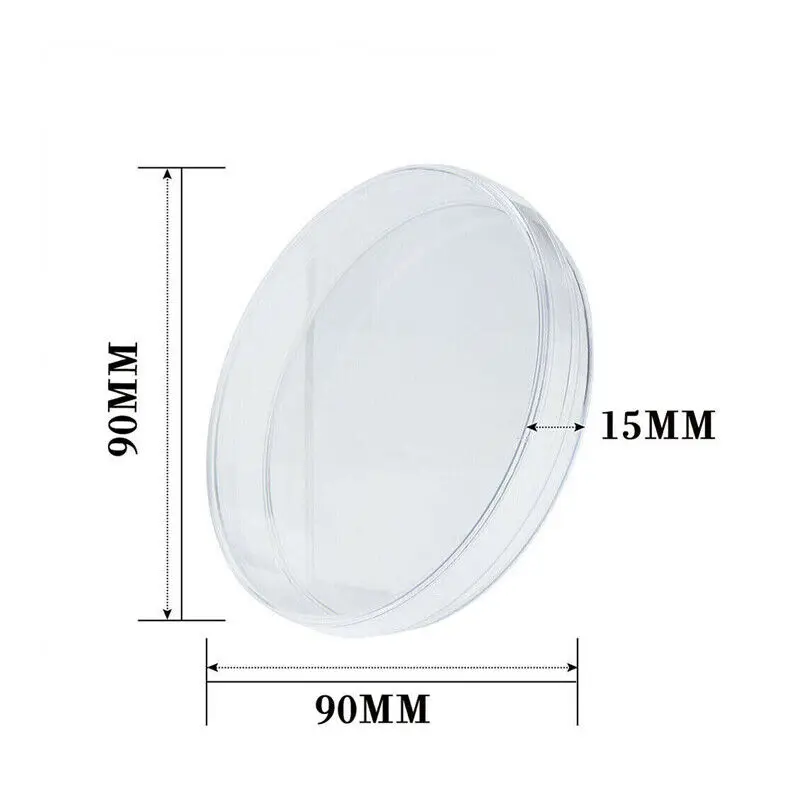 50Pcs Plastic Sterile Petri Dishes Bacteria Culture Dish with Lids 90x15mm for Laboratory Biological Scientific School Supplies