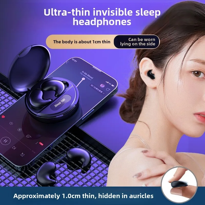 Wireless Bluetooth headset, long battery life hanging ears, start noise reduction digital display sports sleep music earrings