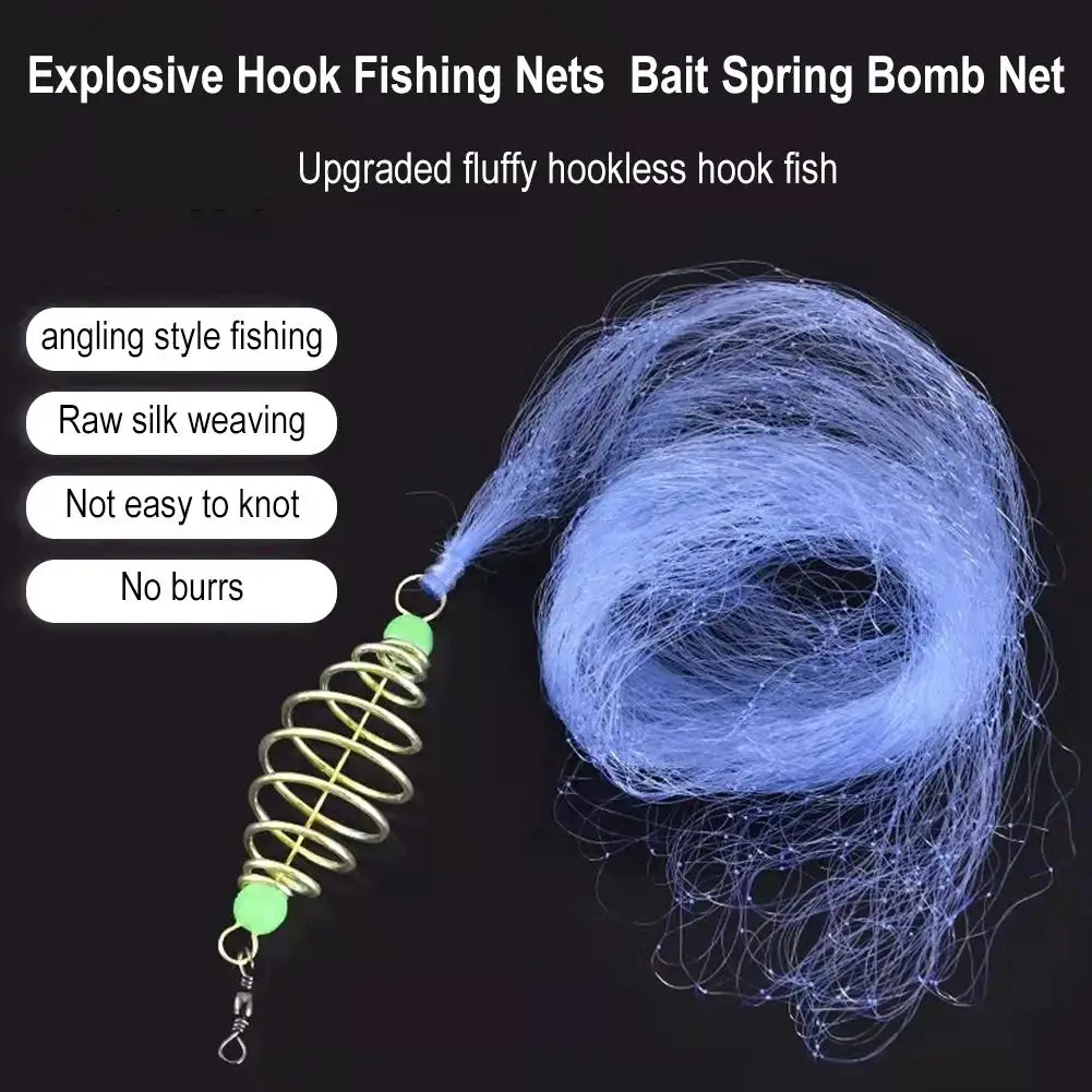 1pcs Fishing Net Mesh Luminous Bead Netting Sea Fish Net Hook Bait Bomb Explorative Fishing Net Tackle Spring U5f7