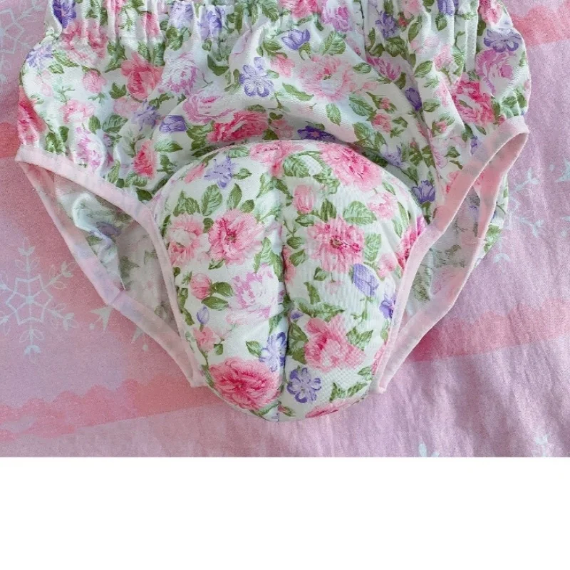

Men's Handmade Cross-dressing Panties Soft Comfortable Floral Print G-String Underwear Fetish Club Bar BF Private Party FKK