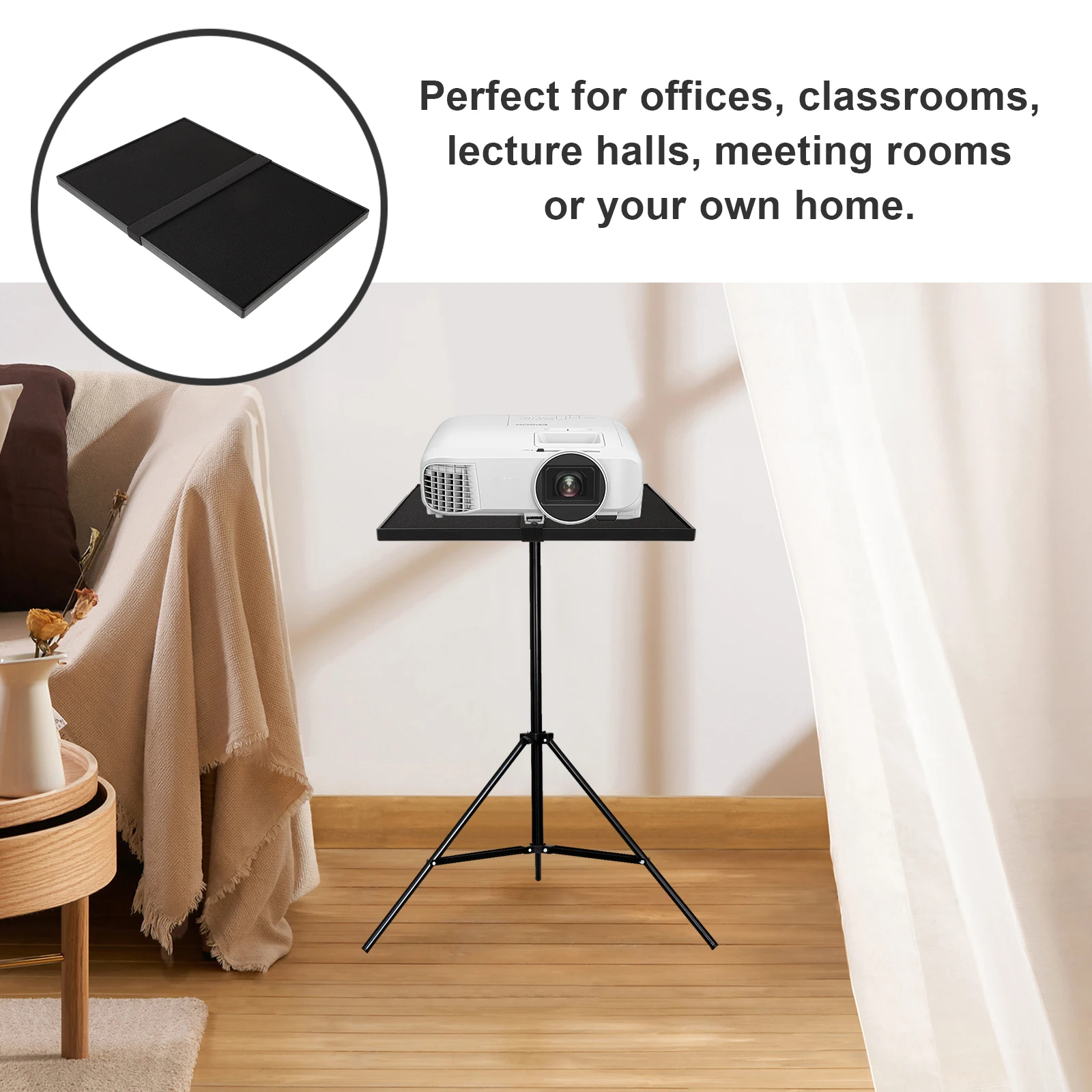 Projector Tray Holder 24x34 Black for Laptop Speaker Tripod Bracket Durable Projector Tripod Tray Tablet Stand Stage Home Office