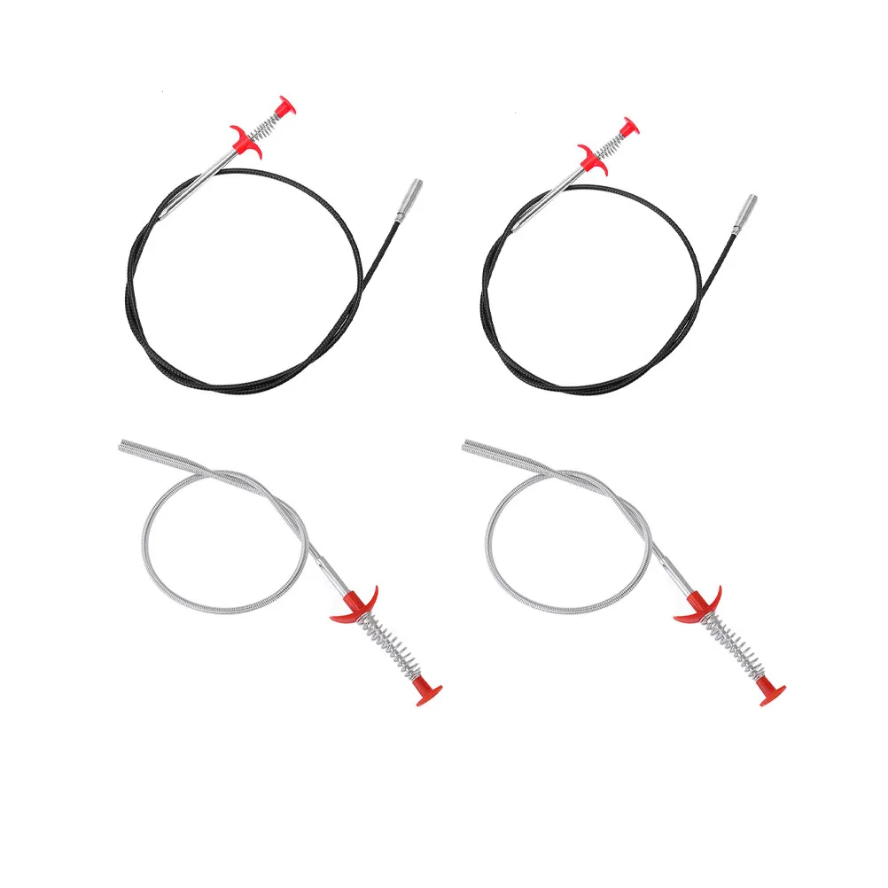 4Pcs Drain Tool Flexible Spring Pipe Retriever Four Claw Design Drain Cleaner Stick for Hair Blockage Kitchen Sink