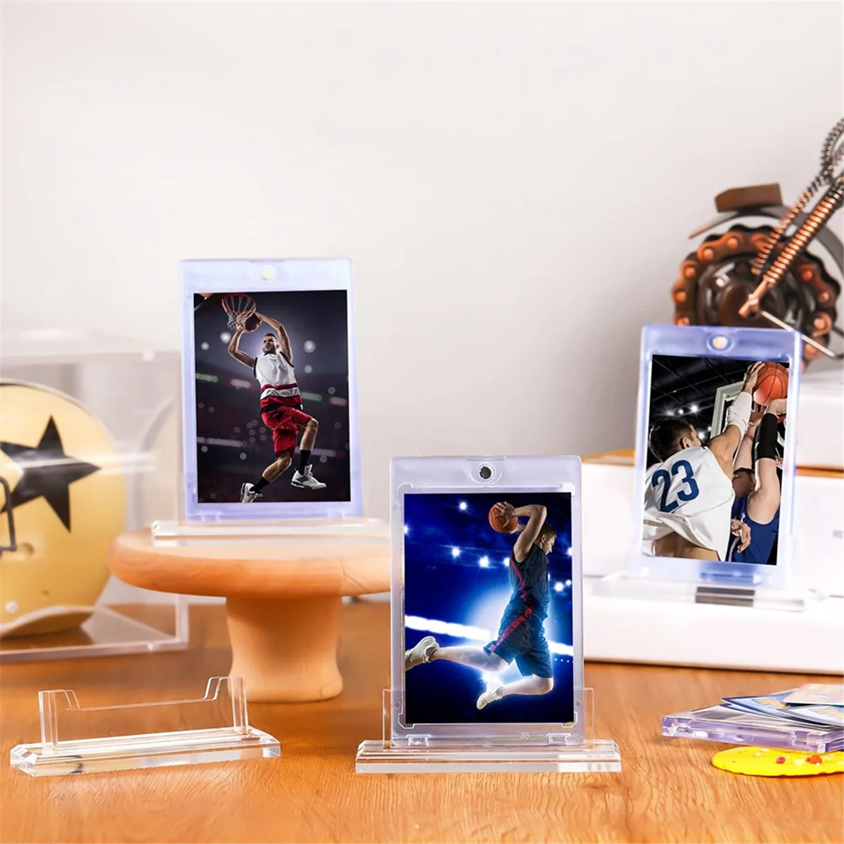A71P 4 Pack Magnetic Card Holder Base Trading Card Stand Card Sleeves Protector Base for Standard Cards,Baseball Card Display