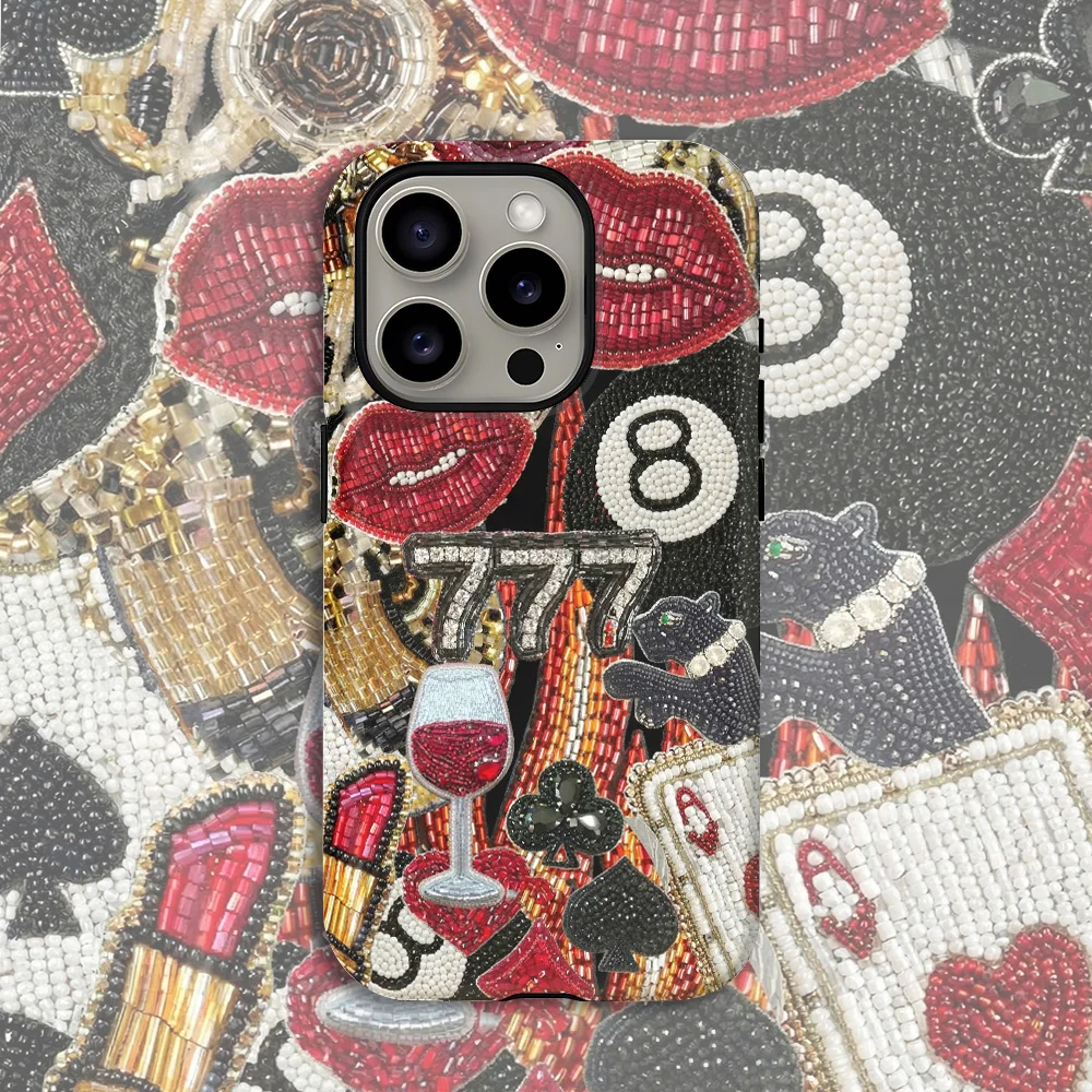 Casino Beaded Patchwork Phone Case for Samsung Galaxy S20 S23 S24 S25 26 FE Plus Ultra Edge 4G 5G Luxury Double-layer Back Cover