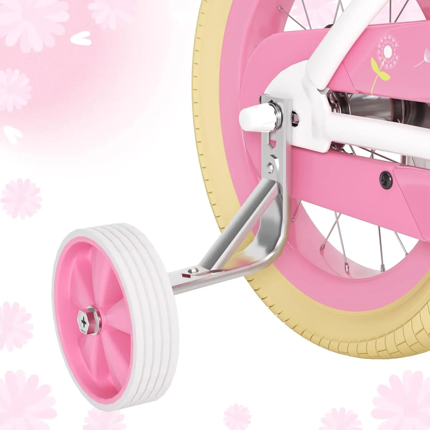 Meisjesfiets voor peuters en kinderen van 2-12 jaar oud, 12 14 16 inch kinderfiets met zijwieltjes en mand