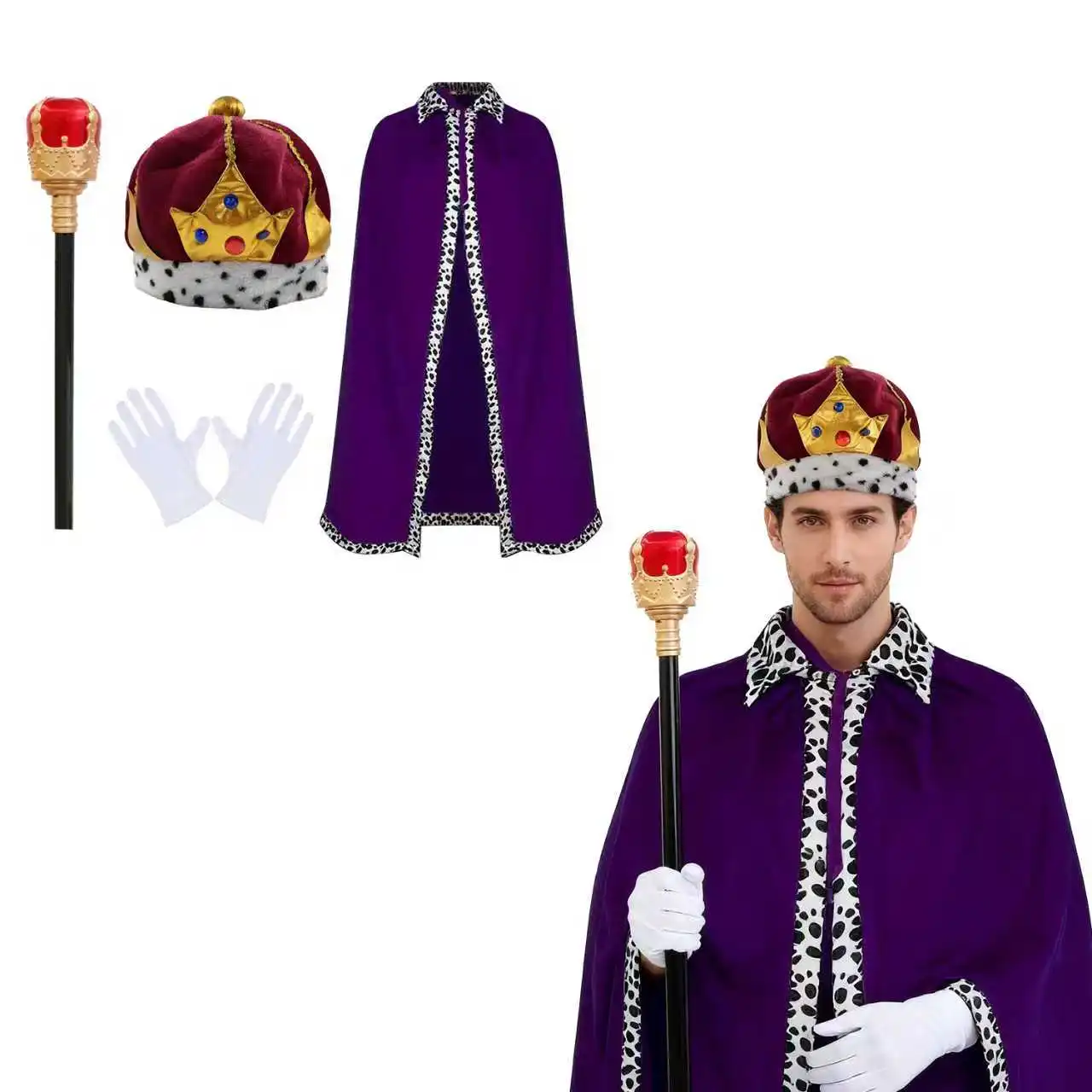 

PESENAR мужской костюм короля 3, костюм королей, халат принца, костюм для Рождества, костюм для косплея, комплект аксессуаров